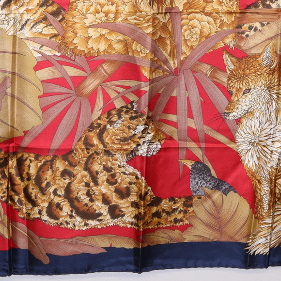 Salvatore Ferragamo Lion Scarf Silk Black Auth am13214V