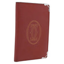 Cartier Card Case Leather Bordeaux Silver Auth am13216V-1
