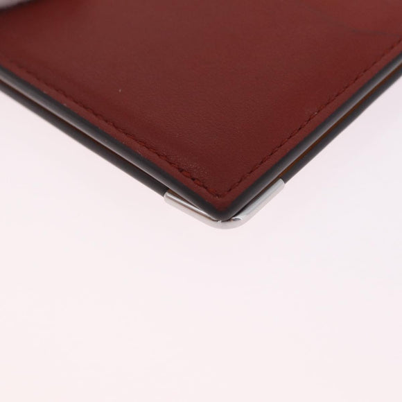 Cartier Card Case Leather Bordeaux Silver Auth am13216V