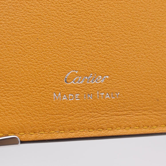 Cartier Card Case Leather Bordeaux Silver Auth am13216V