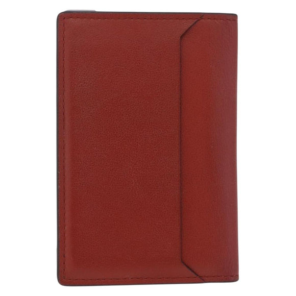 Cartier Card Case Leather Bordeaux Silver Auth am13216V