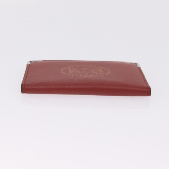 Cartier Card Case Leather Bordeaux Silver Auth am13216V