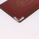 Cartier Card Case Leather Bordeaux Silver Auth am13216V-9