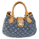 LOUIS VUITTON Monogram denim Preity Hand Bag Blue M95020 LV Auth am13218V-2