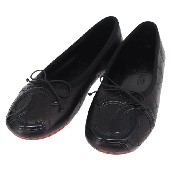 CHANEL COCO Mark Cambon Line Pumps Leather 35 Black CC Auth am13223SAM