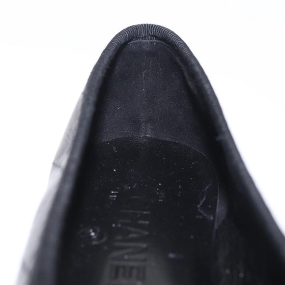 CHANEL COCO Mark Cambon Line Pumps Leather 35 Black CC Auth am13223SAM