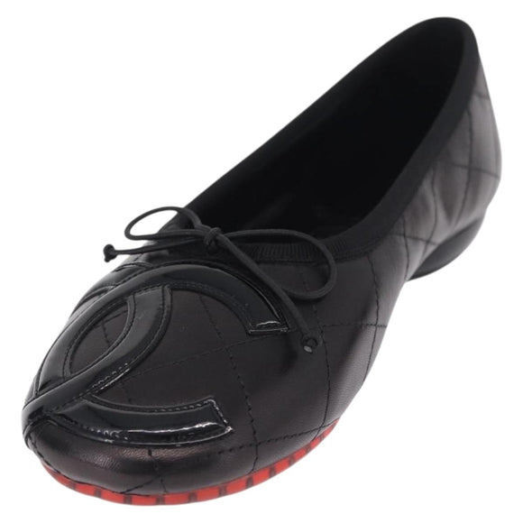 CHANEL COCO Mark Cambon Line Pumps Leather 35 Black CC Auth am13223SAM