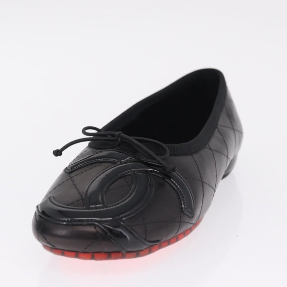 CHANEL COCO Mark Cambon Line Pumps Leather 35 Black CC Auth am13223SAM