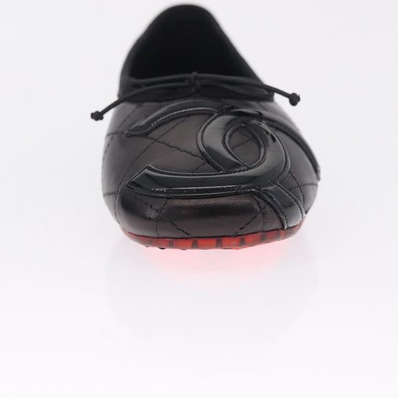 CHANEL COCO Mark Cambon Line Pumps Leather 35 Black CC Auth am13223SAM
