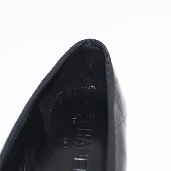CHANEL COCO Mark Cambon Line Pumps Leather 35 Black CC Auth am13223SAM