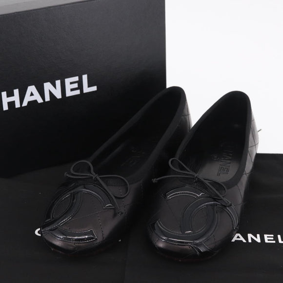 CHANEL COCO Mark Cambon Line Pumps Leather 35 Black CC Auth am13223SAM