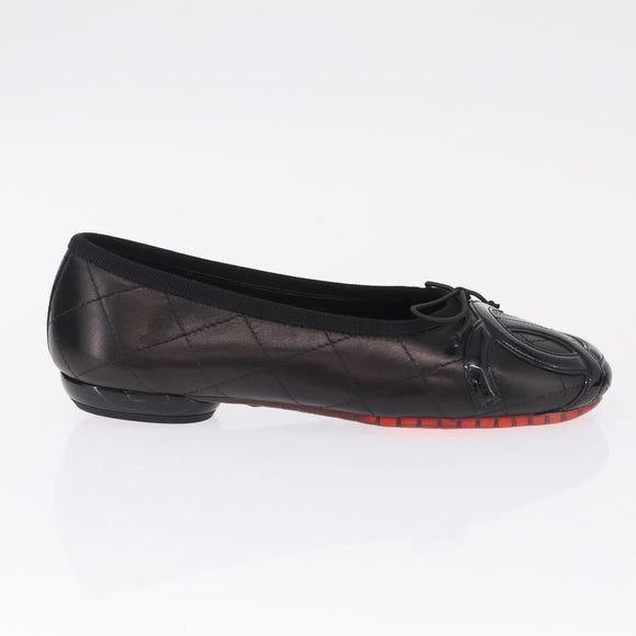CHANEL COCO Mark Cambon Line Pumps Leather 35 Black CC Auth am13223SAM