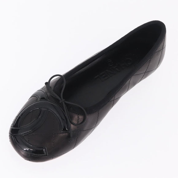 CHANEL COCO Mark Cambon Line Pumps Leather 35 Black CC Auth am13223SAM