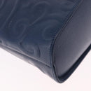 Saint Laurent YSL logo All Over Pattern Bag Leather Navy Gold Auth am13224V-12