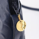 Saint Laurent YSL logo All Over Pattern Bag Leather Navy Gold Auth am13224V-16
