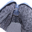 Saint Laurent YSL logo All Over Pattern Bag Leather Navy Gold Auth am13224V-20