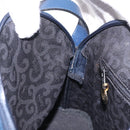 Saint Laurent YSL logo All Over Pattern Bag Leather Navy Gold Auth am13224V-21
