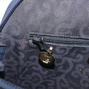 Saint Laurent YSL logo All Over Pattern Bag Leather Navy Gold Auth am13224V-22