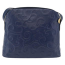 Saint Laurent YSL logo All Over Pattern Bag Leather Navy Gold Auth am13224V-3