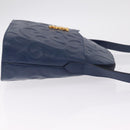 Saint Laurent YSL logo All Over Pattern Bag Leather Navy Gold Auth am13224V-4