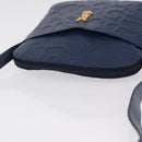 Saint Laurent YSL logo All Over Pattern Bag Leather Navy Gold Auth am13224V-6