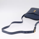 Saint Laurent YSL logo All Over Pattern Bag Leather Navy Gold Auth am13224V-7