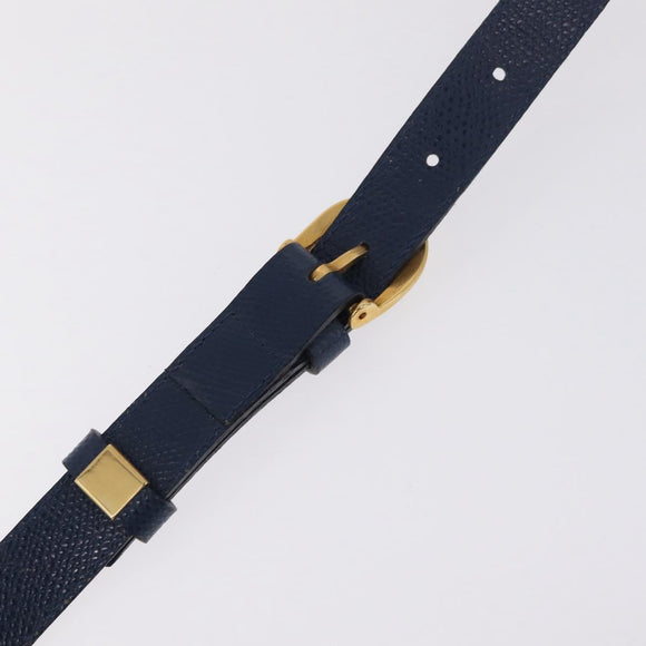 Saint Laurent YSL logo All Over Pattern Bag Leather Navy Gold Auth am13224V