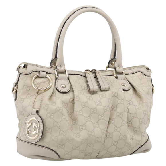GUCCI GG Canvas Guccissima Hand Bag Leather 2way Ivory Gold 247902 Auth am13226V