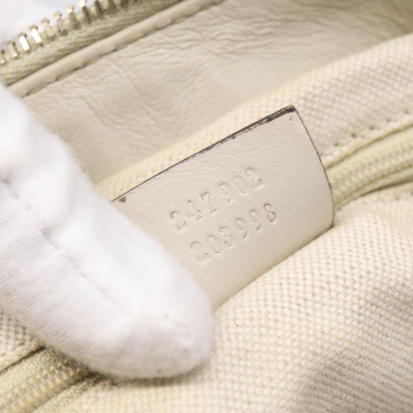 GUCCI GG Canvas Guccissima Hand Bag Leather 2way Ivory Gold 247902 Auth am13226V