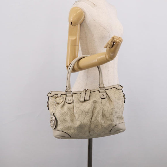 GUCCI GG Canvas Guccissima Hand Bag Leather 2way Ivory Gold 247902 Auth am13226V