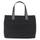 CHANEL New Travel Line MM Tote Bag Nylon Black Gold CC Auth am13230V-3