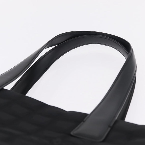 CHANEL New Travel Line MM Tote Bag Nylon Black Gold CC Auth am13230V
