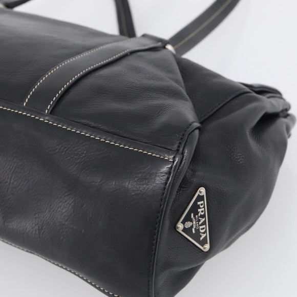 PRADA Shoulder Bag Leather Black Silver Auth am13232V