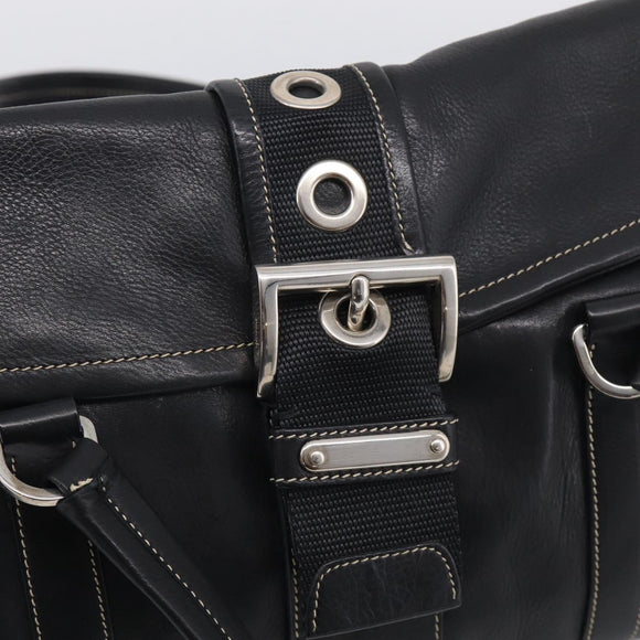 PRADA Shoulder Bag Leather Black Silver Auth am13232V