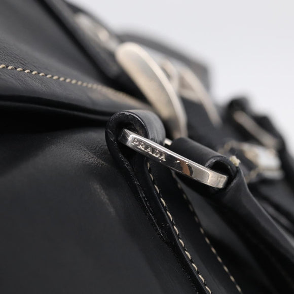 PRADA Shoulder Bag Leather Black Silver Auth am13232V