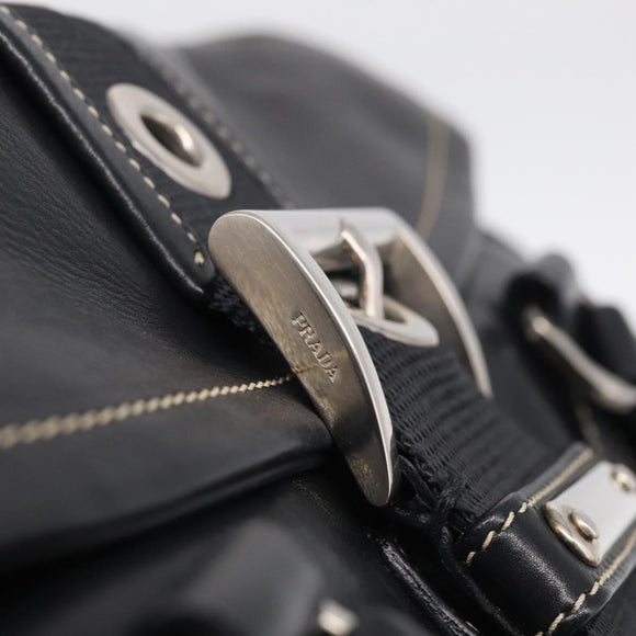 PRADA Shoulder Bag Leather Black Silver Auth am13232V