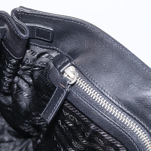 PRADA Shoulder Bag Leather Black Silver Auth am13232V
