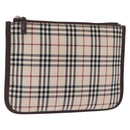 BURBERRY Nova Check Clutch Bag Canvas Beige Silver Auth am13236A-1