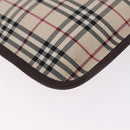 BURBERRY Nova Check Clutch Bag Canvas Beige Silver Auth am13236A-10