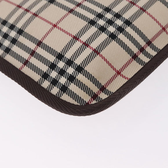 BURBERRY Nova Check Clutch Bag Canvas Beige Silver Auth am13236A