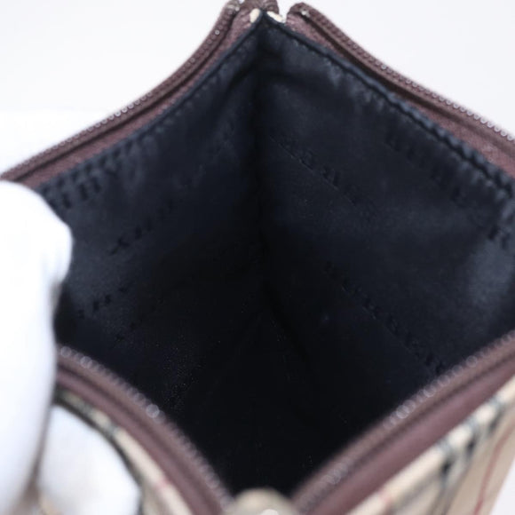BURBERRY Nova Check Clutch Bag Canvas Beige Silver Auth am13236A