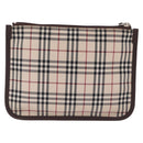 BURBERRY Nova Check Clutch Bag Canvas Beige Silver Auth am13236A-3