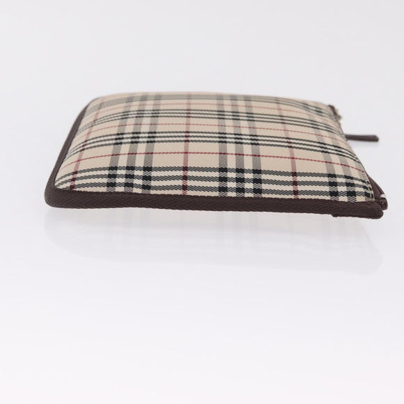 BURBERRY Nova Check Clutch Bag Canvas Beige Silver Auth am13236A