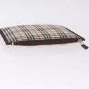 BURBERRY Nova Check Clutch Bag Canvas Beige Silver Auth am13236A-6