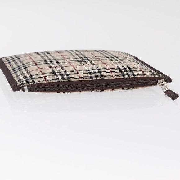 BURBERRY Nova Check Clutch Bag Canvas Beige Silver Auth am13236A