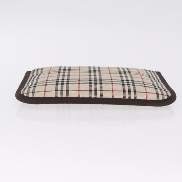BURBERRY Nova Check Clutch Bag Canvas Beige Silver Auth am13236A