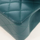 CHANEL Matelasse 23 Double Flap Chain Bag Caviar Skin Green CC Auth am13250SM-11