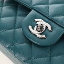 CHANEL Matelasse 23 Double Flap Chain Bag Caviar Skin Green CC Auth am13250SM-14