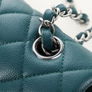 CHANEL Matelasse 23 Double Flap Chain Bag Caviar Skin Green CC Auth am13250SM-15
