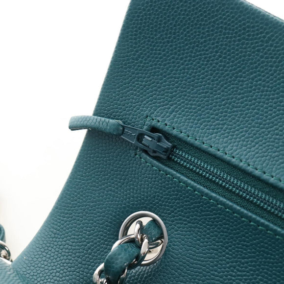 CHANEL Matelasse 23 Double Flap Chain Bag Caviar Skin Green CC Auth am13250SM
